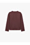Comfortable Fit Crew Neck Long Sleeve Basic Striped T-Shirt - 2