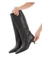 Women's Zipperless Pull-On Boots with Studded Heel, Stitched Heel, 5 cm Heel Height - 6