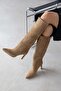 Crown Women's Genuine Leather Suede Boots Rome Beige Suede