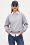 Women's New Cozy Fleece Basic Crew Neck Cotton Knitted Gray Sweatshirt