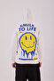 Men's White Smile Printed Sweatshirt - 4
