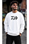 Men's Geometric Daiwa Style Logo Printed Crew Neck Casual Regular Fit Sweatshirt