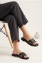 Women's Metal Buckle Flat Slippers, Blunt Toe, Comfortable Sole, Stylish Daily Summer Slippers, Sandals