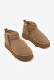 Women's Thick Sole Fur Lined Ankle Boots Tefis Camel Suede - 5