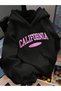 Unisex Black Pink California Printed Hooded Sweatshirt Printed Premium Oversize T-Shirt