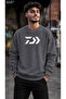 Men's Geometric Daiwa Style Logo Printed Crew Neck Casual Regular Fit Sweatshirt