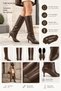 Women's Zipperless Pull-On Boots with Studded Heel, Stitched Heel, 5 cm Heel Height - 7