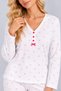Women's White Pink Floral Patterned Button and Bow Detailed Wide Leg Pajama Set - 5