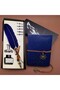 3-Piece Leather Notebook and Feather Pen Gift Set – Antique Design with Faux Leather Cover, Unlined 150-Page Notebook, Dip Pen and Feather Pen - 2