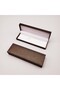 2 pieces brown gift pencil box - patterned stylish design, white interior, sponge pencil holder, 16 x 5 cm, pen case - 2