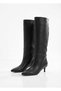 Women's Zipperless Pull-On Boots with Studded Heel, Stitched Heel, 5 cm Heel Height - 5