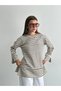 Women's Striped Long Sleeve Oversized Tunic with Side Slits - 3