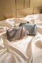 Glittery Twisted Chain Portfolio Special Wedding Engagement Clutch Evening Dress Women's Bag Silver - 6