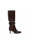 Zri̇n-20011 Premium Brown Crocodile Thin Heeled Women's Boots - 2