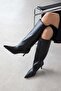 Penka Women's Ostrich Pattern Leather Boots Black