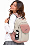 Water Resistant Fabric School Bag Unisex Daily School Backpack 2602 Beige-Powder - 3