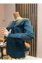 Women's Middle Age and Above Lavinia Floral Detailed Winter Mother's Combed Cotton Blouse - 3