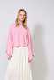Bat Sleeve Boat Neck Tricot Cloak Pink