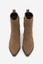 Women's Pointed Toe Gold Detailed Heeled Boots Kenor Tobacco Brown Suede - 7