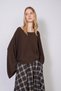 Bat Sleeve Boat Neck Tricot Cloak Brown