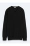 Black Plain Knit Wool Blended Sweater - 7