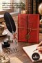 2 Red Leather Notebook Gift Sets – Gift Set with Feather Dip Pen, Unlined 176 Pages, Red Leather Notebook Gift Set