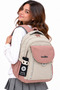 Water Resistant Fabric School Bag Unisex Daily School Backpack 2602 Beige-Powder
