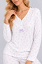 Women's Ecru Lilac Floral Patterned V-Neck Bow Detailed Wide-Leg Pajama Set - 5