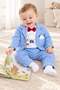 Baby boy teddy bear embroidered bow tie jacket, sweatshirt and pants 3-piece set for holidays 0-3-6 months - 2