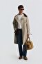 Contrast Collar Double-Breasted Trench Coat