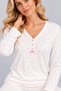 Women's Ecru Pink Mini Floral Patterned V-Neck Buttoned Bow Detailed Pajama Set - 5