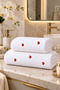 New Year's Gift Heart Embroidered 100% Cotton Gift Boxed Bath Towel Set (70X140 + 50X90 cm) Dowry & Gift Double Set - 2