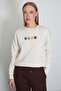 3 Thread Teddy Bear Embroidered Oversize Sweatshirt with Stopper - 6