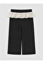 Black Embroidered Girls' Thick Sweatpants - 8