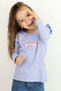 Girl's Long Sleeve Blouse with Floral Embroidery and Ruffle Detail on the Shoulder, Ages 2-6, Light Lilac - 2