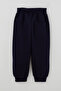 Boys' Sweatpants with Pockets and Snap Fastener Accessory Detail, Ages 3-7, Navy Blue - 2