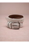 100% Genuine Suede Leather Classic Antique Nickel Buckle Belt 3 cm - 3