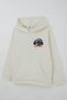 Boy's Sweatshirt with Adventure Themed Off-Road Vehicle Back Print Detail, Ages 4-8, Ecru - 3
