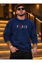 Men's Paris Eiffel Tower Printed Crew Neck Casual Regular Fit Sweatshirt
