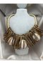 Handmade Special Design Necklace – Bohemian Luxurious and Showy Women's Statement Necklace with Gold Metal Weave Detail - 2