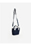 Navy blue scarf detailed women's Shoulder Bag - 8
