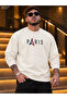 Men's Paris Eiffel Tower Printed Crew Neck Casual Regular Fit Sweatshirt
