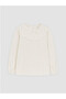Ecru Baby Collar Embroidered Long Sleeve Girls' T-Shirt - 7