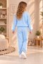 Girl's Baby Blue Tracksuit Set Oysho Fabric Quality Sweatshirt Pants Drawstring Lace-Up Sportswear Day Wear - 3