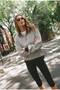 Women's Navy Blue Striped Zippered Collar Sweatshirt - 2