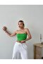Women's Rope Strap Ribbed Crop Tank Top Strapless Neckline Ribbed Bustier - 2