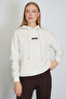 3 İplik Active Printed Oversize Sweatshirt with Hood and Stopper - 4