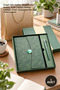1 Piece Promotional Notebook Pen Set – Lined Leather Notebook, Metal Rollerball Pen, Kraft Gilded Gift Bag, Green, Notebook Pen Set