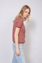 Polo Collar Striped Short Sleeve Knitwear Sweater Bordo-Camel - 3