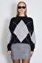 Baklava Patterned Oversize Sweater - 4